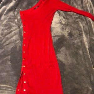 Red one sleeve dress